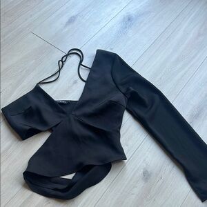 Zara Black Asymmetrical One-Shoulder Top
